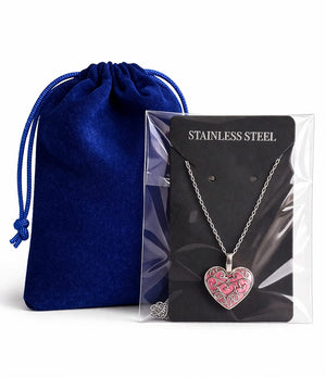 Handgjort självlysande hjärthalsband i rostfritt stål förpackning