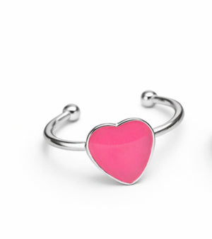 Justerbar hjärtring i rostfritt stål med rosa fyllning