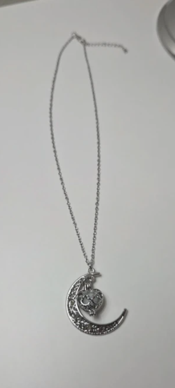 Mystiskt Månhalsband med Självlysande Hjärta, Silverton, 45+5 cm