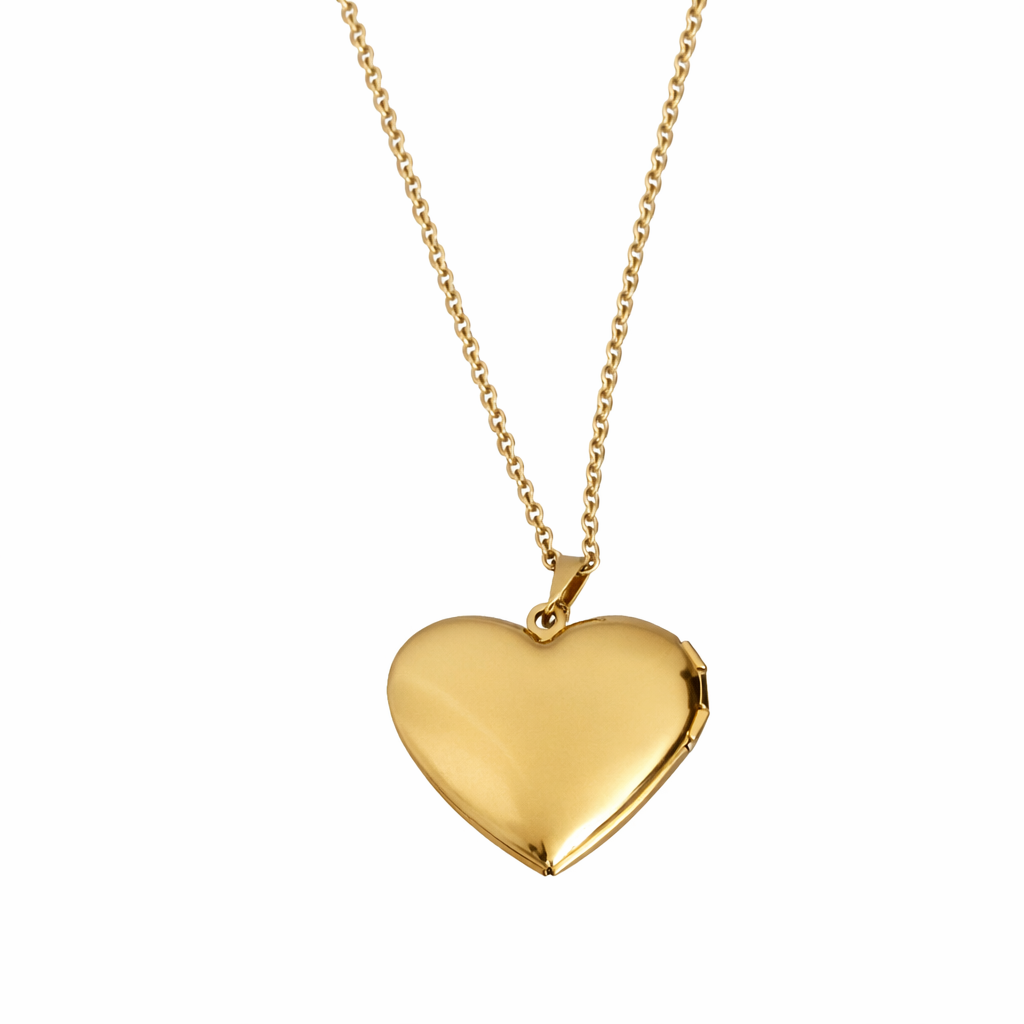 Hjärtmedaljong halsband guld baksida