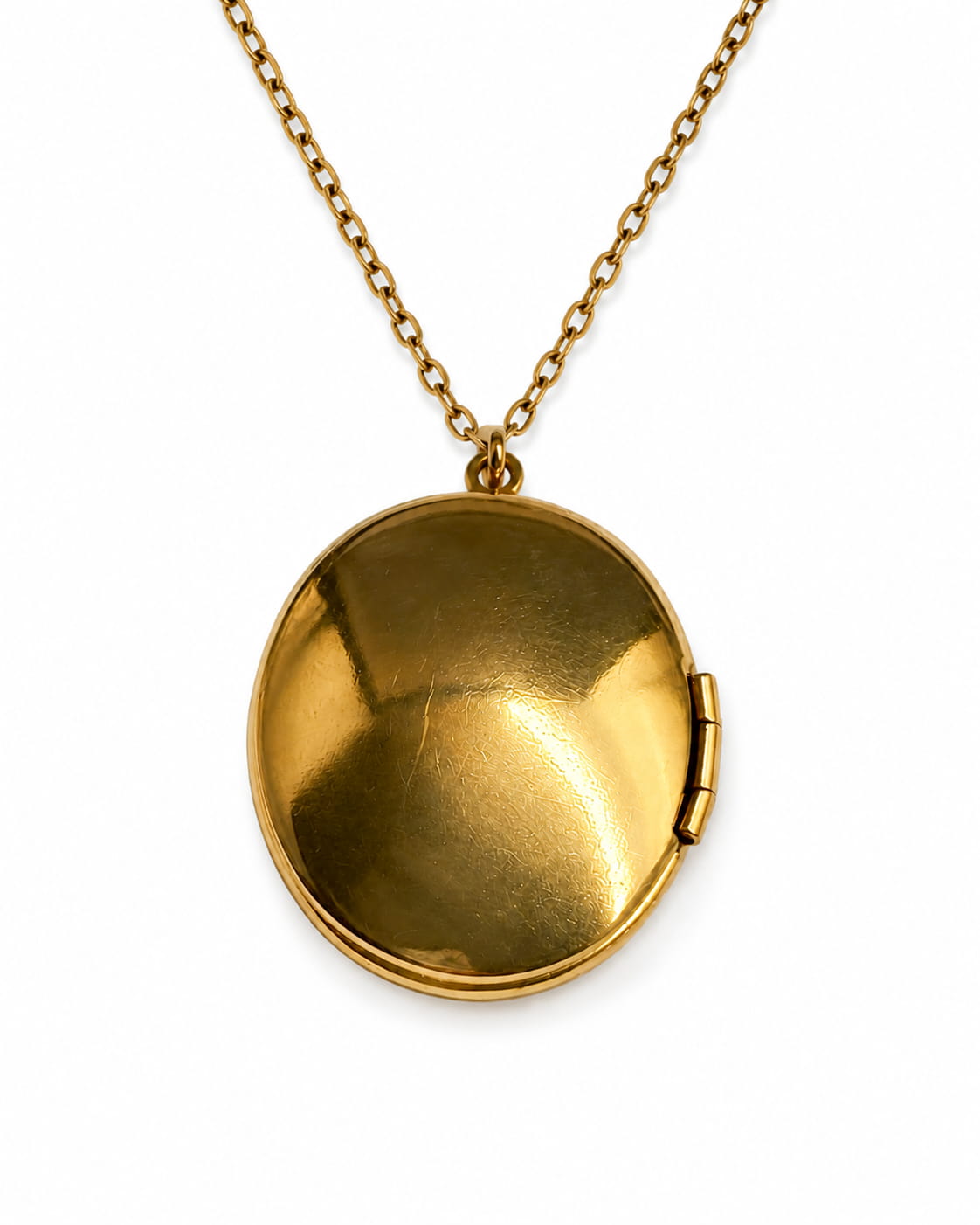 Guldfärgat ovalformat medaljonghalsband blank baksida