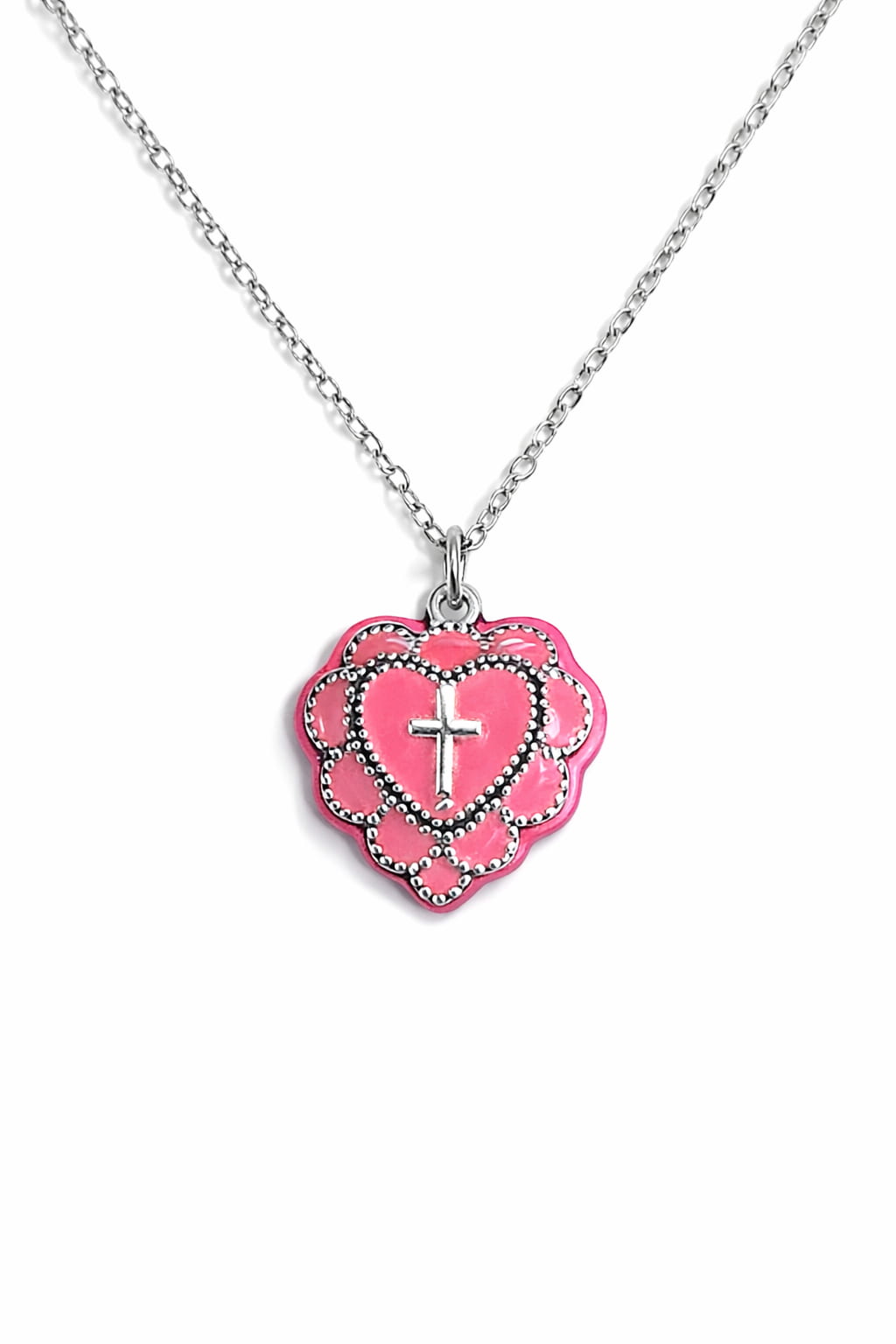 Självlysande korshalsband med rosa fyllning i dagsljus